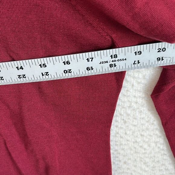 J Crew Carolyn embellished fitted crewneck sweater in merino wool Large Burgundy - Picture 8 of 11